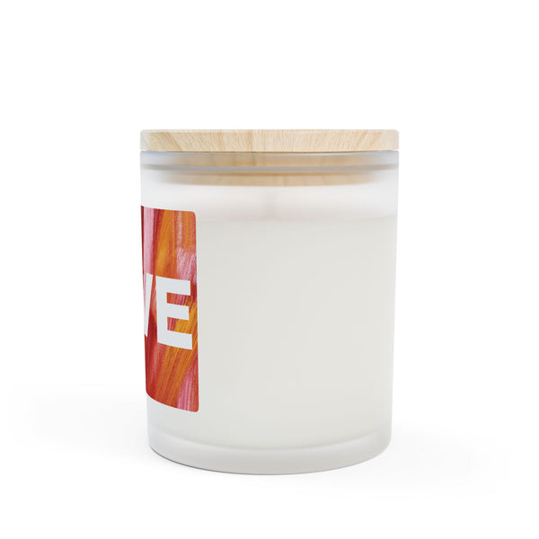Burning LOVE in red - Frosted Glass Candle — 11oz Scented Candle