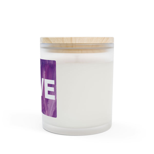 Burning LOVE in purple - Frosted Glass Candle — 11oz Scented Candle