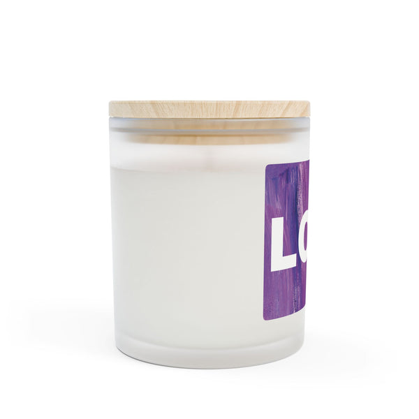 Burning LOVE in purple - Frosted Glass Candle — 11oz Scented Candle
