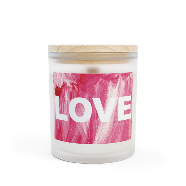 Burning LOVE in pink - Frosted Glass Candle — 11oz Scented Candle
