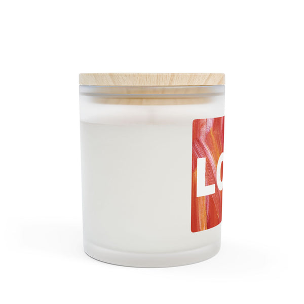 Burning LOVE in red - Frosted Glass Candle — 11oz Scented Candle