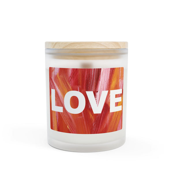 Burning LOVE in red - Frosted Glass Candle — 11oz Scented Candle