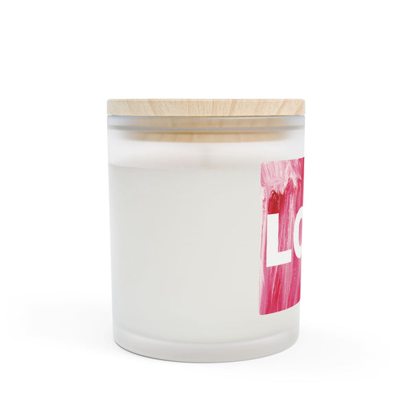 Burning LOVE in pink - Frosted Glass Candle — 11oz Scented Candle
