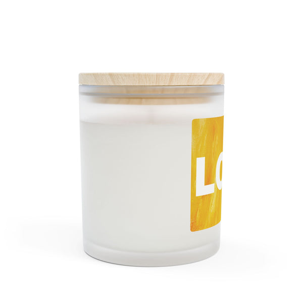 Burning LOVE in yellow - Frosted Glass Candle — 11oz Scented Candle
