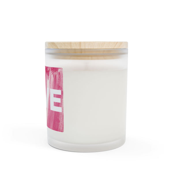 Burning LOVE in pink - Frosted Glass Candle — 11oz Scented Candle