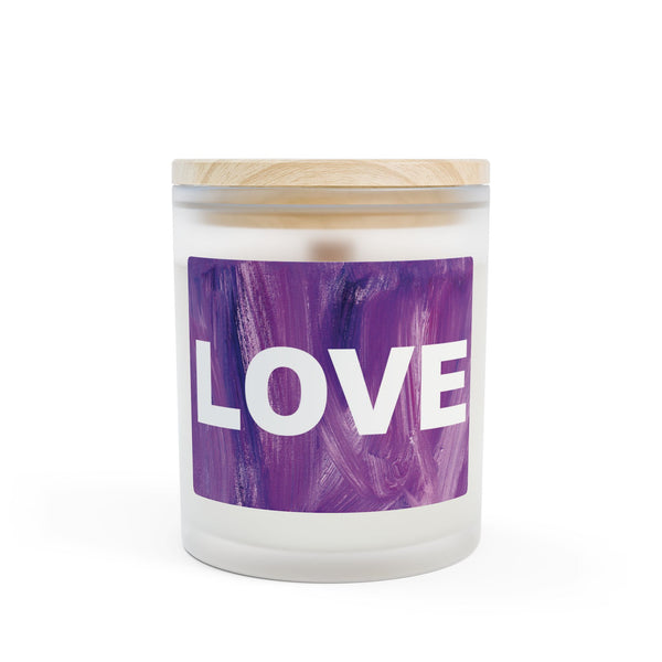 Burning LOVE in purple - Frosted Glass Candle — 11oz Scented Candle